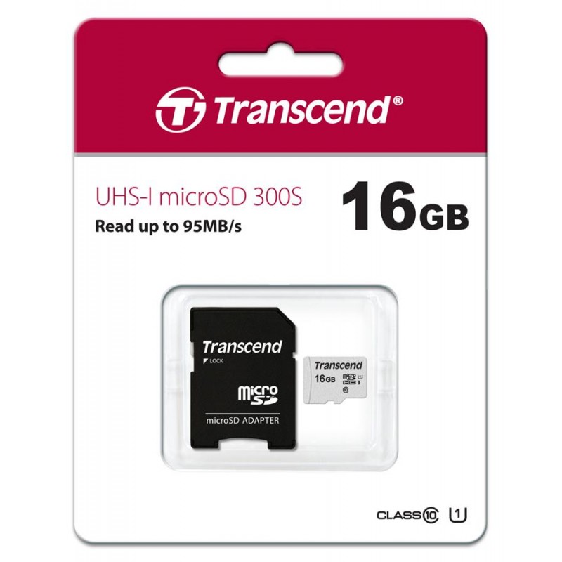 Карта памяти Transcend 16GB microSDHC C10 UHS-I R95/W45MB/s +