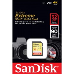 Карта памяти SanDisk 32GB SDHC UHS-I U3 R90/W40MB/s 4K Extreme