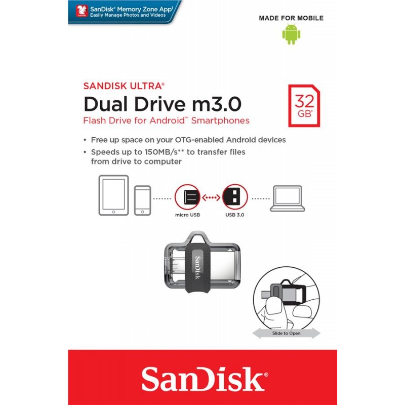 Накопитель SanDisk 32GB USB 3.0 Ultra Dual Drive m3.0 OTG