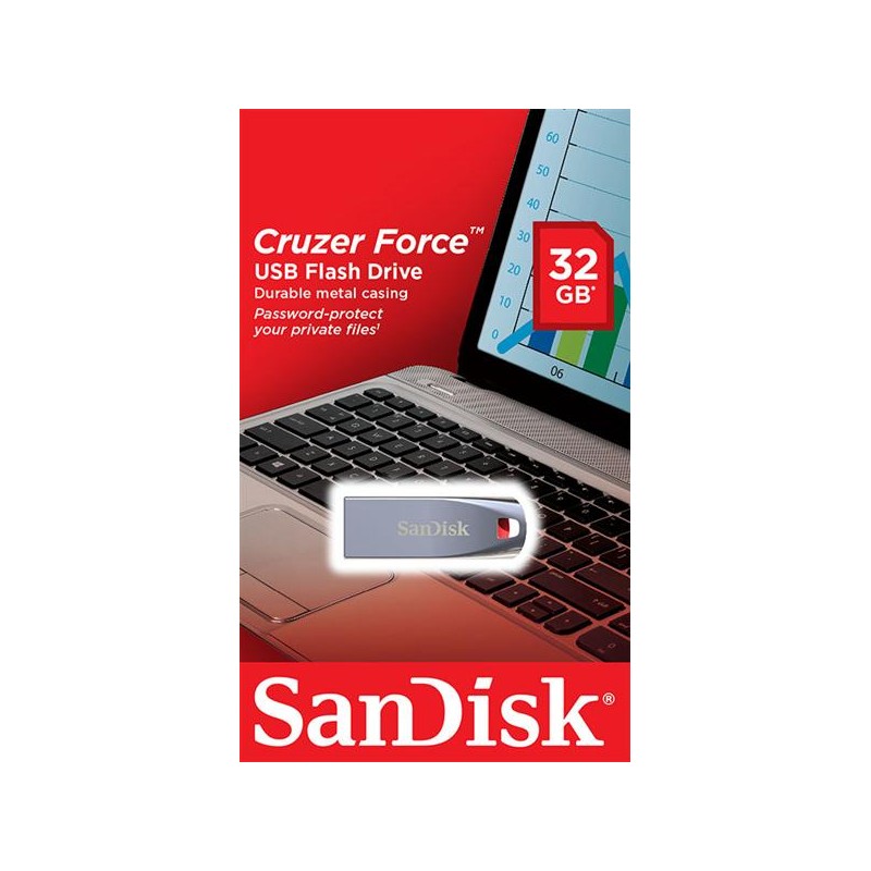 Накопитель SanDisk 32GB USB Cruzer Force Metal Silver