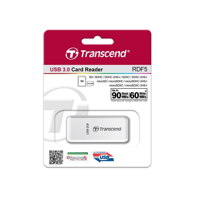Кардридер Transcend USB 3.0, белый